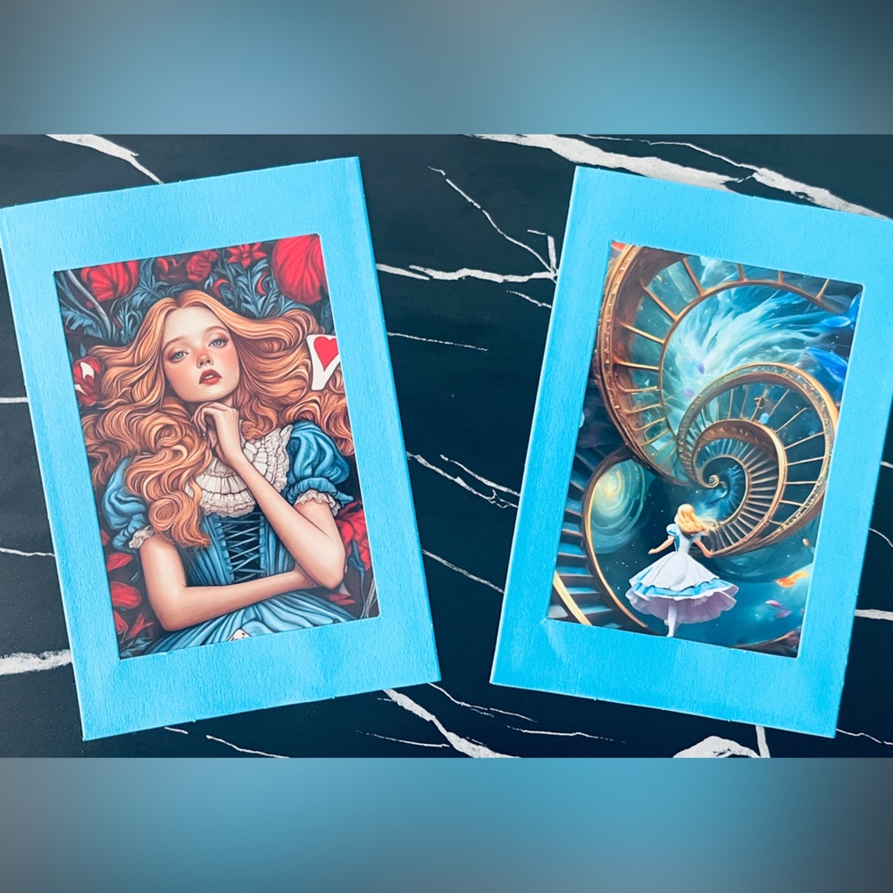 Designers Originals Vibrant Blue Art Prints Alice in Wonderland Theme